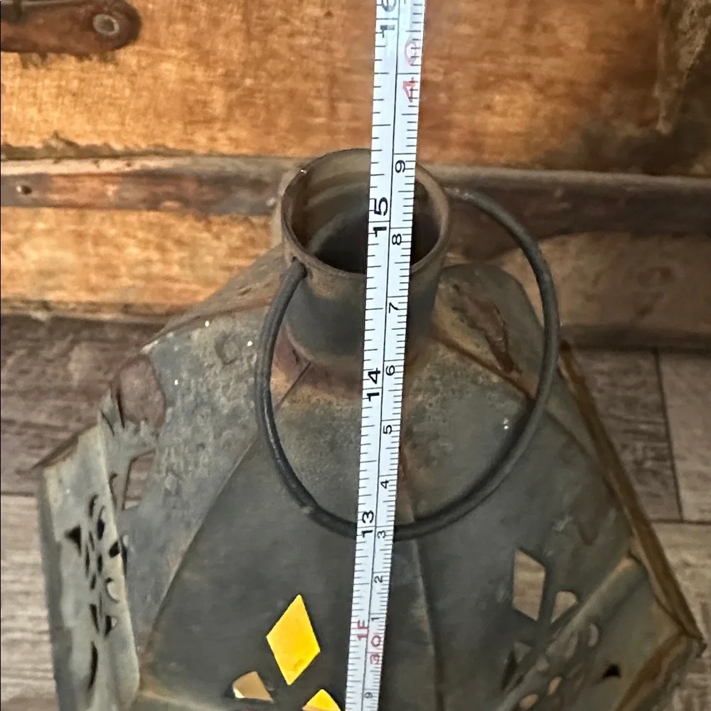 Rustic Black Metal Lantern with Candle